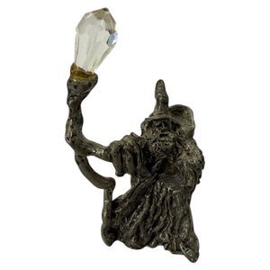 Collectible figurine Fireball wizard stamped 1985 crystal staff